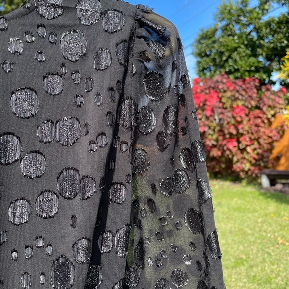 J.Crew Black Tie-Waist Metallic Dot Jacquard Long Sleeve Top NWT - Picture 12 of 12